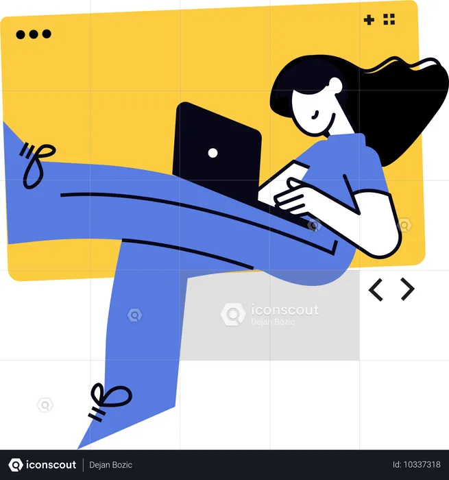 Girl working online  Illustration