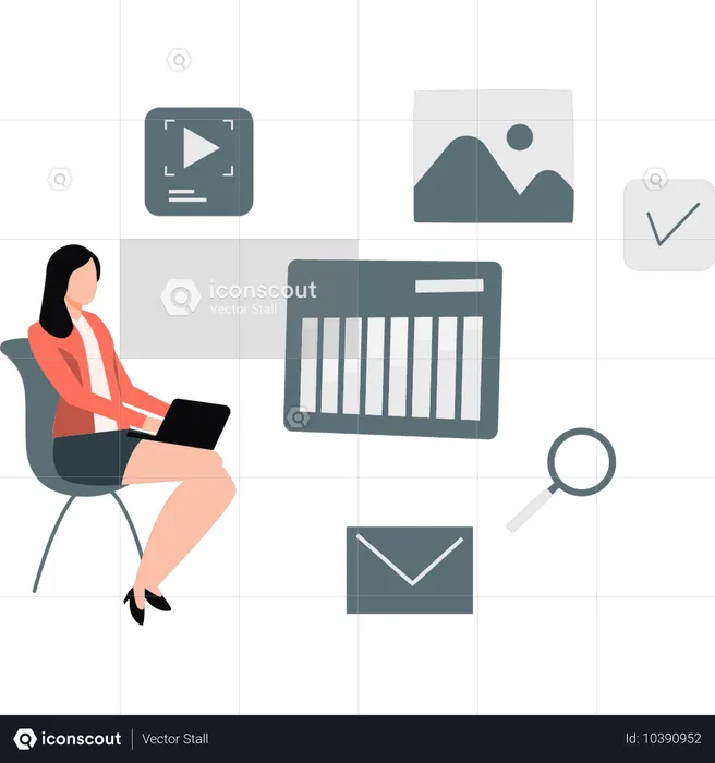 UI 디자인을 하는 소녀  일러스트레이션