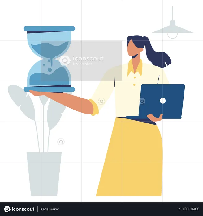 Girl working with Time Management  Illustration