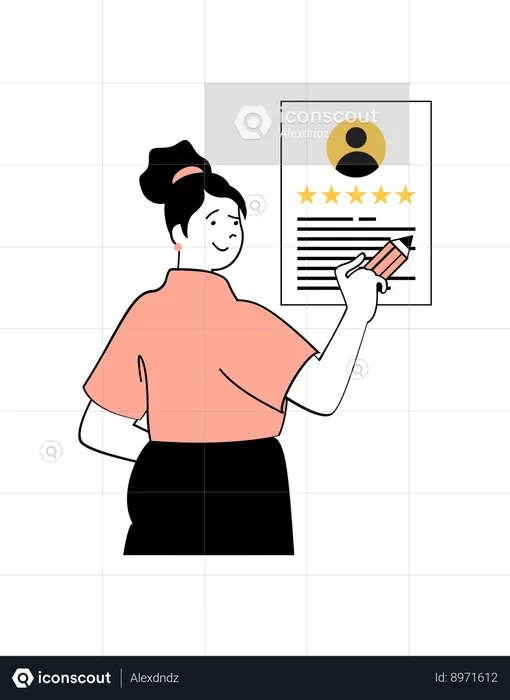 Girl write employee feedback  Illustration