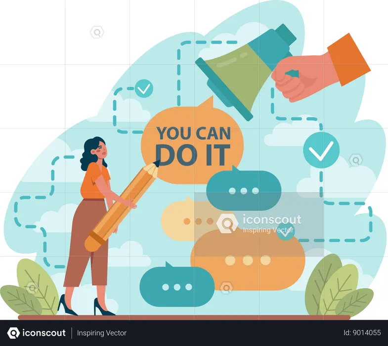 Girl write you can do it  Illustration