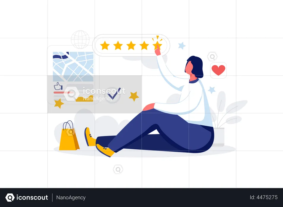 Girl writing a shopping review  Illustration