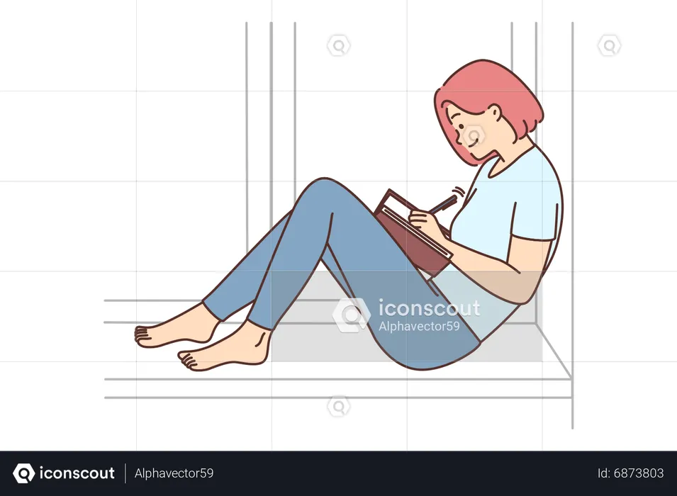 Girl writing book  Illustration