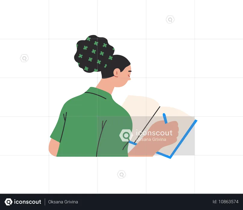 Girl writing in notebook  Illustration