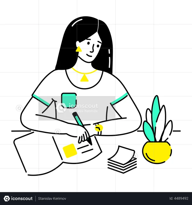 Girl writing Personal diary  Illustration
