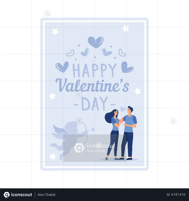 Girlfriend talking with her boyfriend on valentines day  Illustration