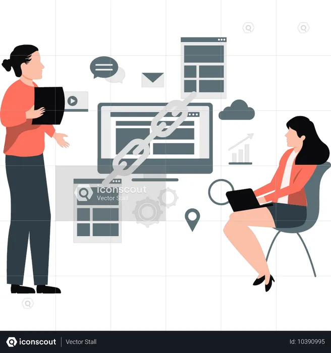 Girls are doing web development and coding  Illustration