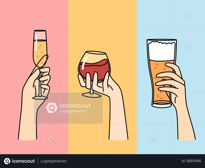 Girls are enjoying alcoholic drink in party  Illustration