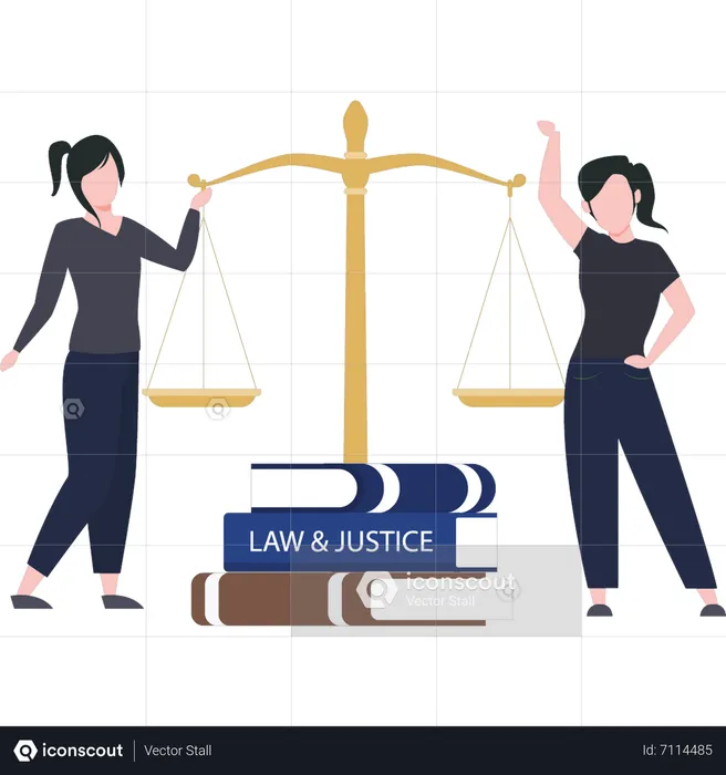 Girls are studying law and justice  Illustration