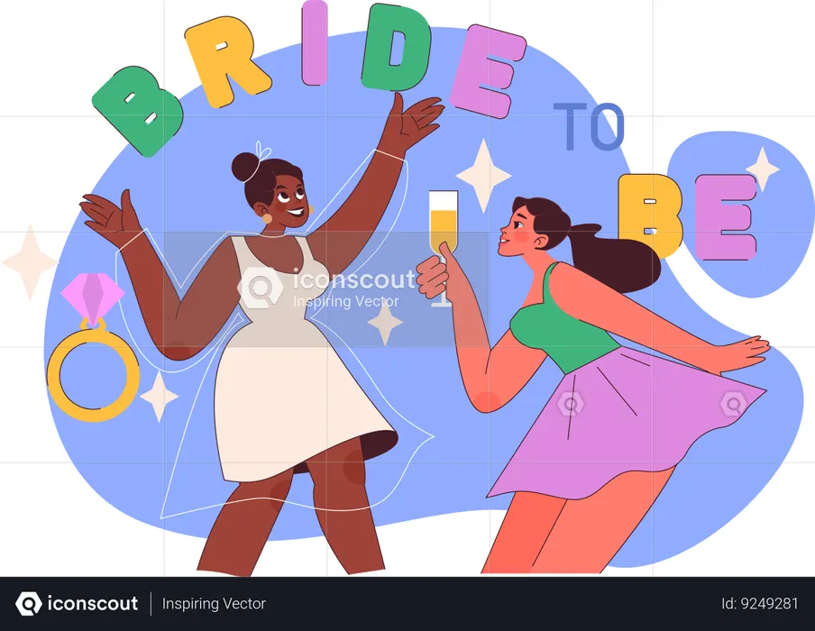 Girls celebrate befor wedding party  Illustration