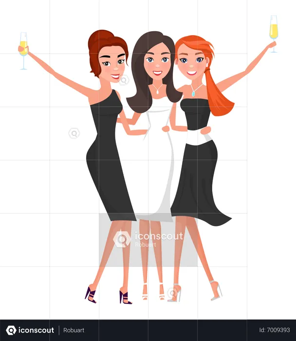 Girls celebrating together  Illustration
