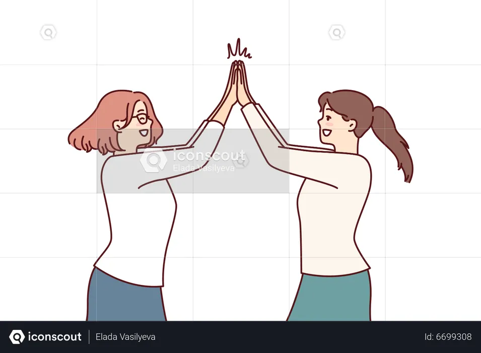 Girls clapping hands with each other  Illustration