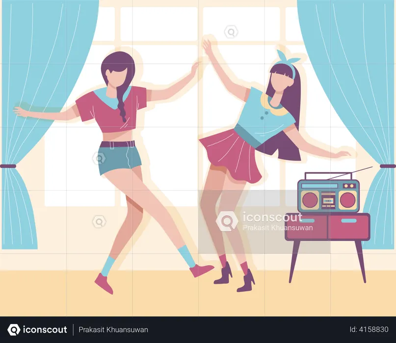Girls dancing  Illustration