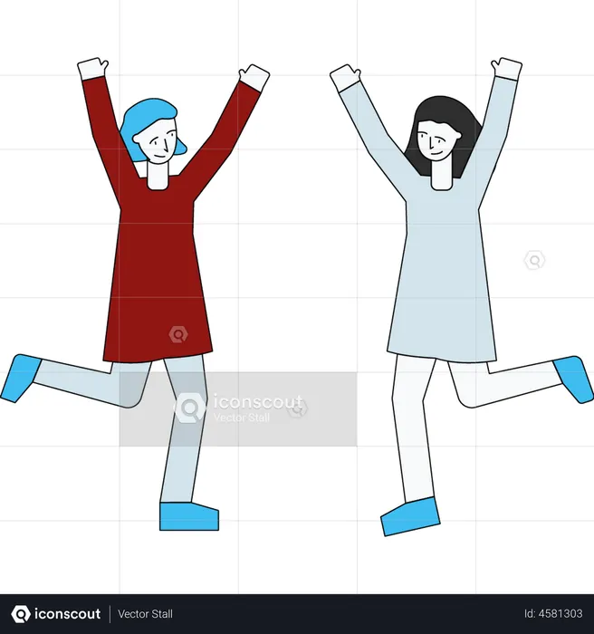 Girls dancing at Christmas party  Illustration