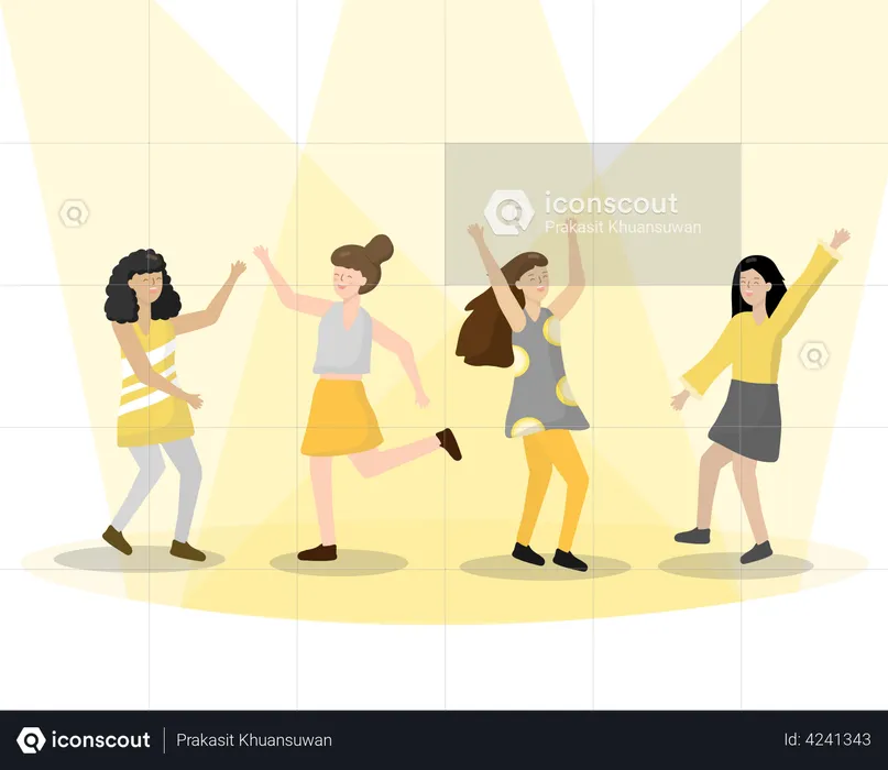 Girls dancing in party  Illustration
