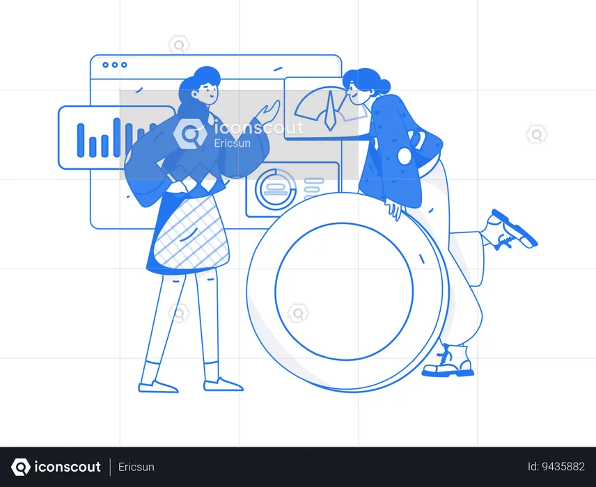 Girls discuss about business performance  Illustration