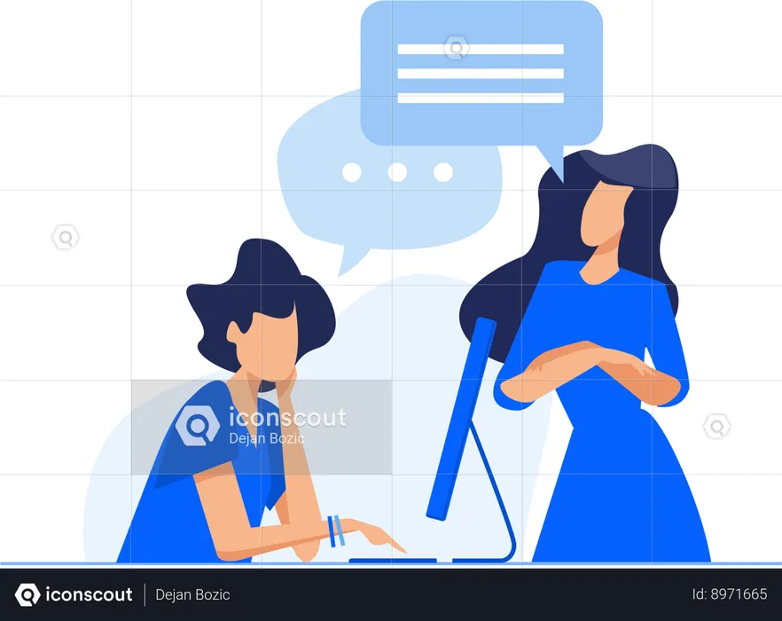 Girls doing business talk  Illustration