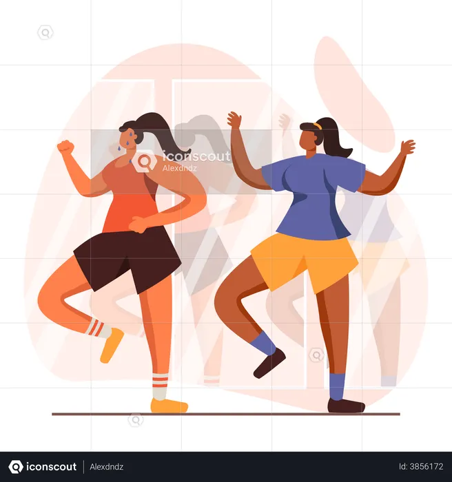 Girls doing Zumba dance  Illustration