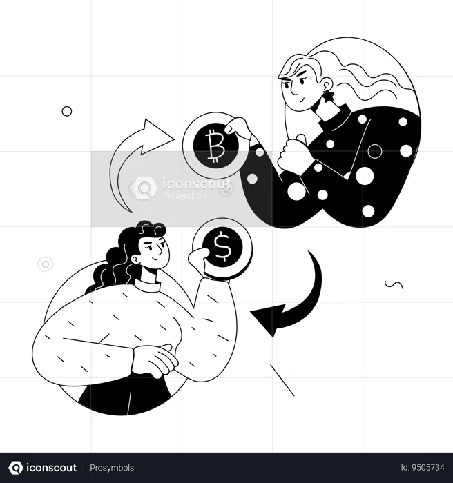 Girls Exchanging Currency  Illustration