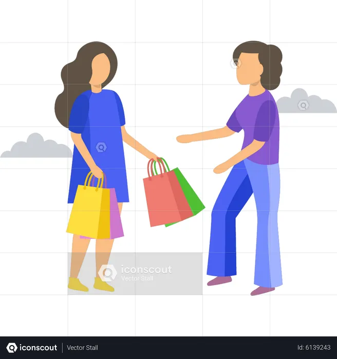 Girls going for shopping  Illustration