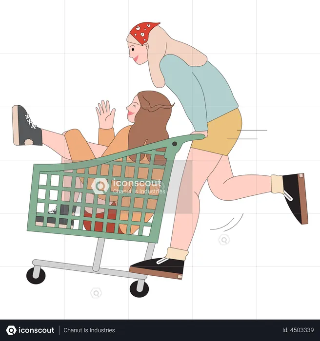 Girls going on shopping  Illustration