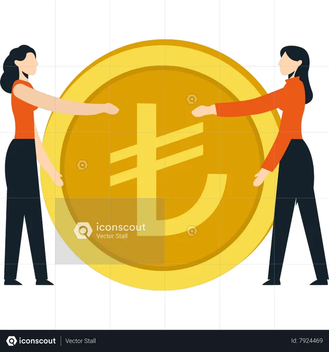 Girls have Turkh currency  Illustration