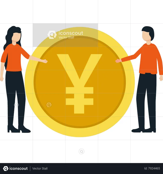 Girls have yen coin  Illustration