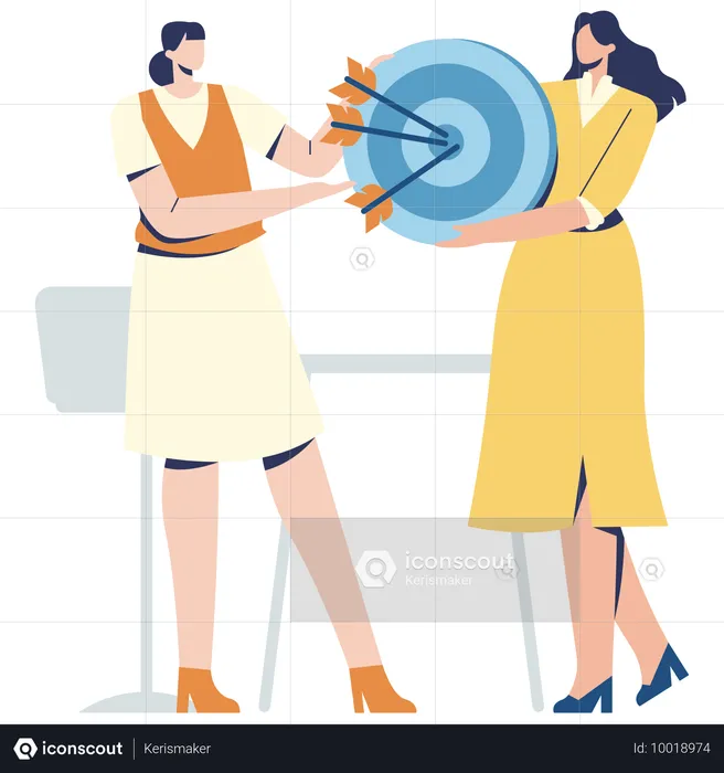 Girls having business Mission and Target  Illustration