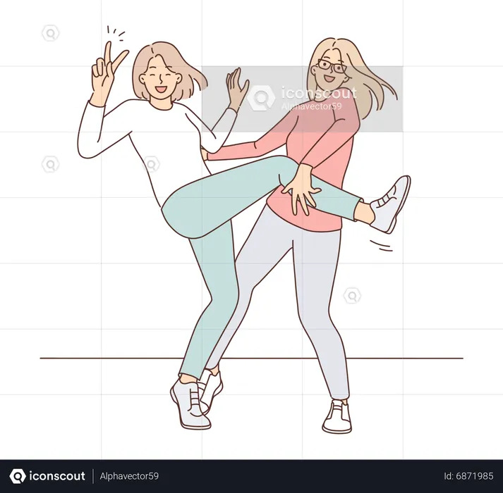 Girls having fun activity  Illustration