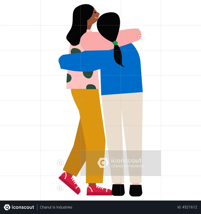 Girls hugging  Illustration