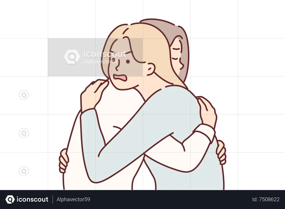 Girls hugging  Illustration