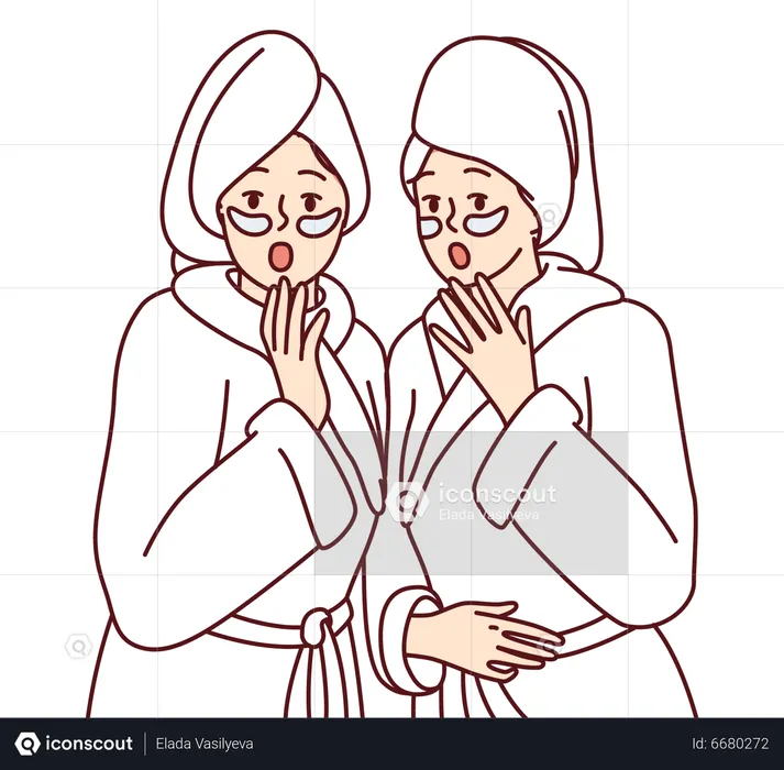 Girls in bathrobe  Illustration