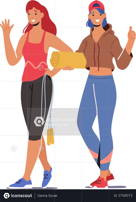 Girls in Gym  Illustration