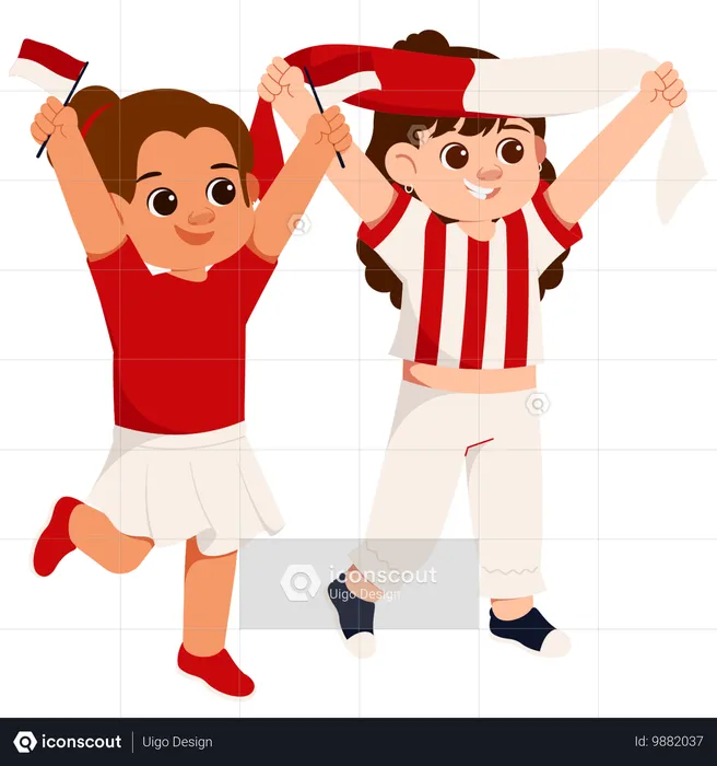 Girls Indonesian Sport Supporters  Illustration