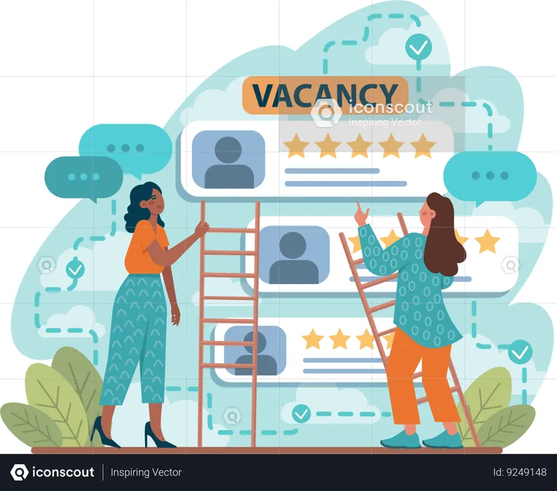 Girls looking best employees for job vacancy  Illustration