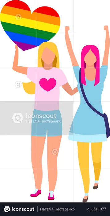 Girls participating in gay rights movement  Illustration