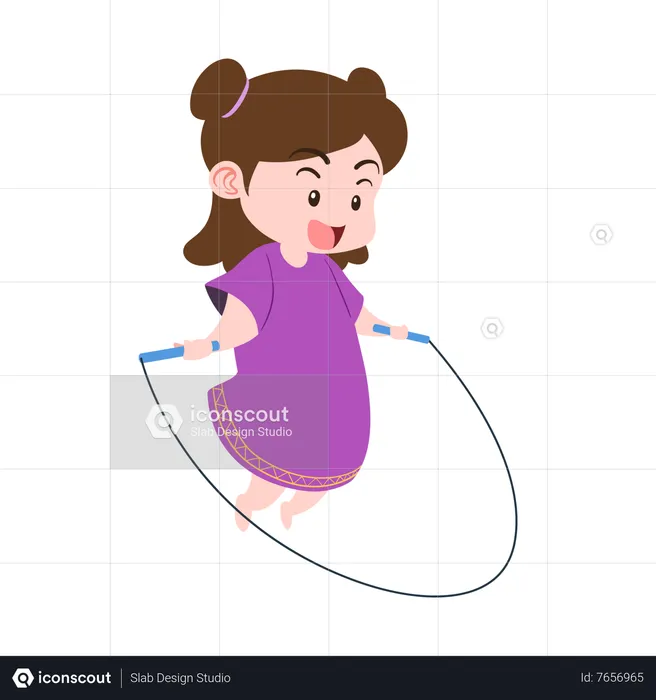 Girls playing jump rope  Illustration