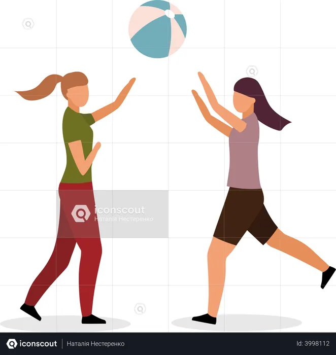 Girls playing volleyball  Illustration
