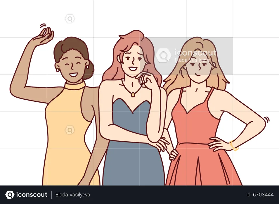 Girls ready for party  Illustration