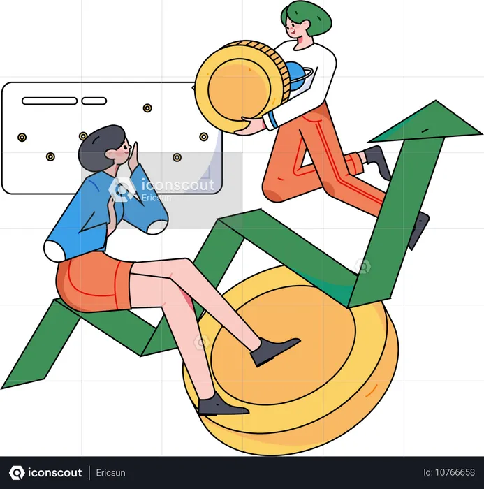 Girls showing fianncial profit  Illustration