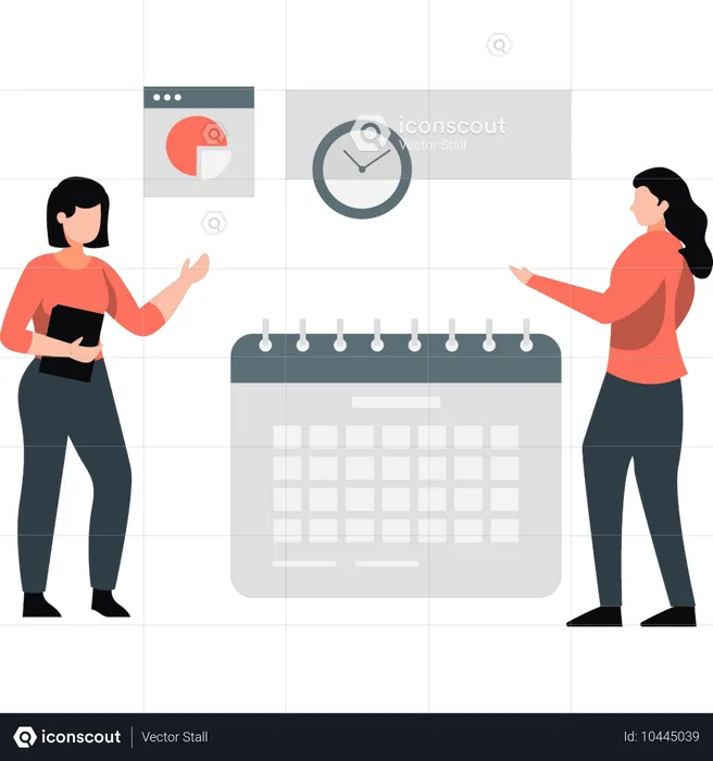 Girls showing schedule management  Illustration