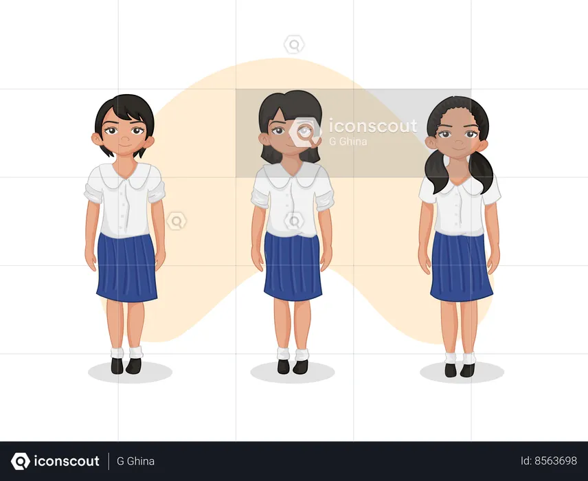 Girls student in uniform  Illustration