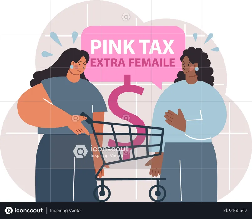 Girls talking about extra female tax  Illustration