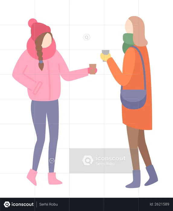 Girls talking with each other  Illustration