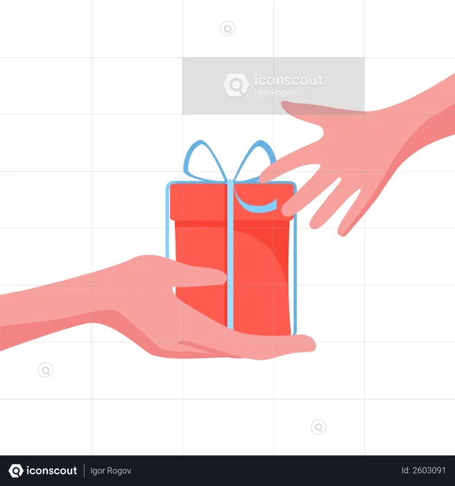 Give a gift, surprise to person for the Christmas  Illustration