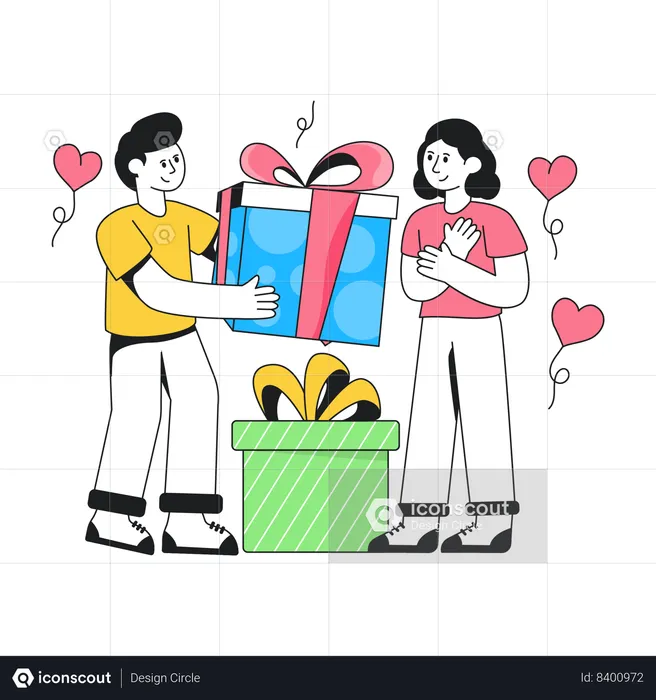 Giving Surprise Gift  Illustration