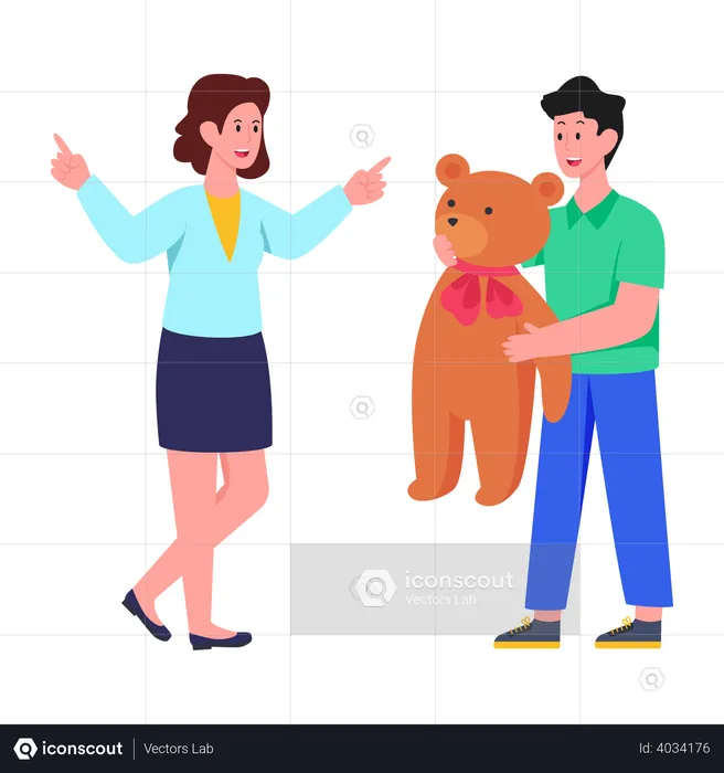 Giving teddy bear  Illustration
