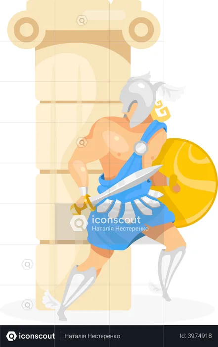 Gladiator hinter Säule  Illustration