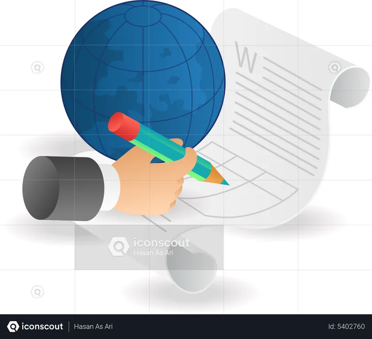 Global agreement signature  Illustration