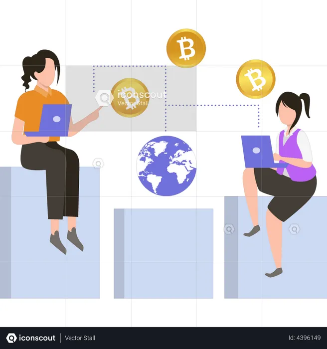 Global bitcoin transaction  Illustration
